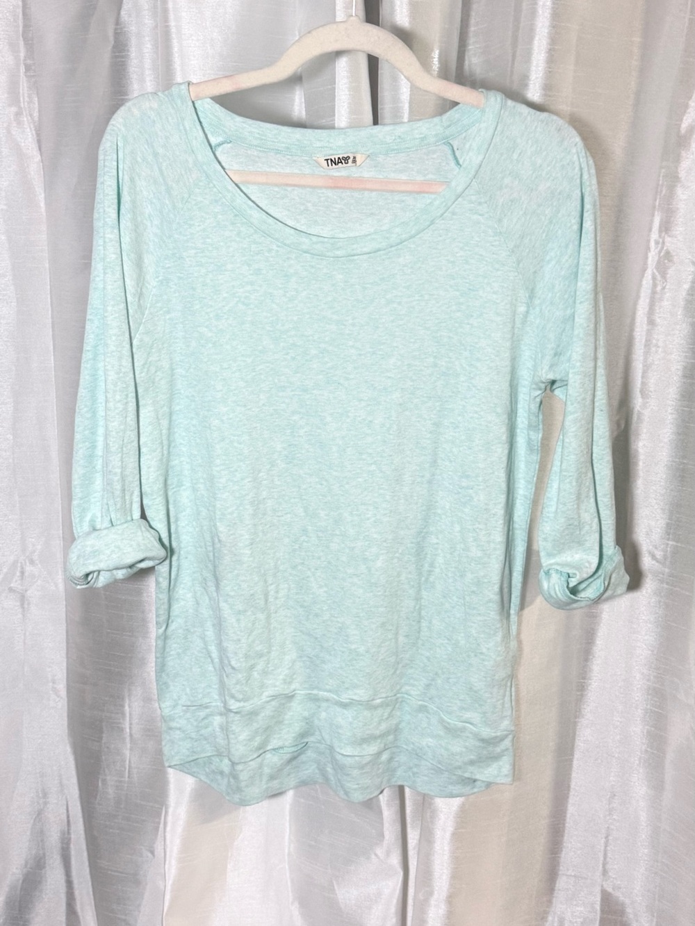 TNA Light Seafoam Scoop Neck Long Sleeve Top